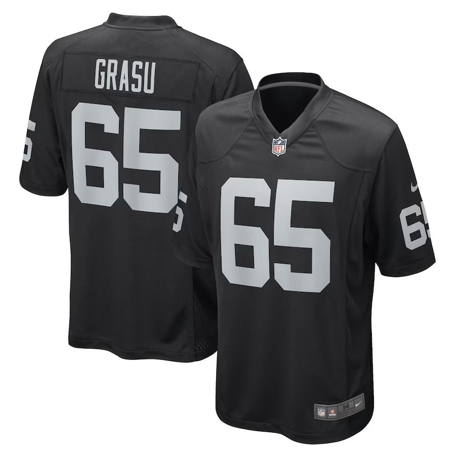 Men Las Vegas Raiders 65 Hroniss Grasu Nike Black Game Player NFL Jersey